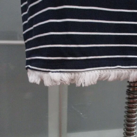 Beach Lunch Lounge Nautical Stripe Short Sleeve Shift Dress - Picture 2 of 6